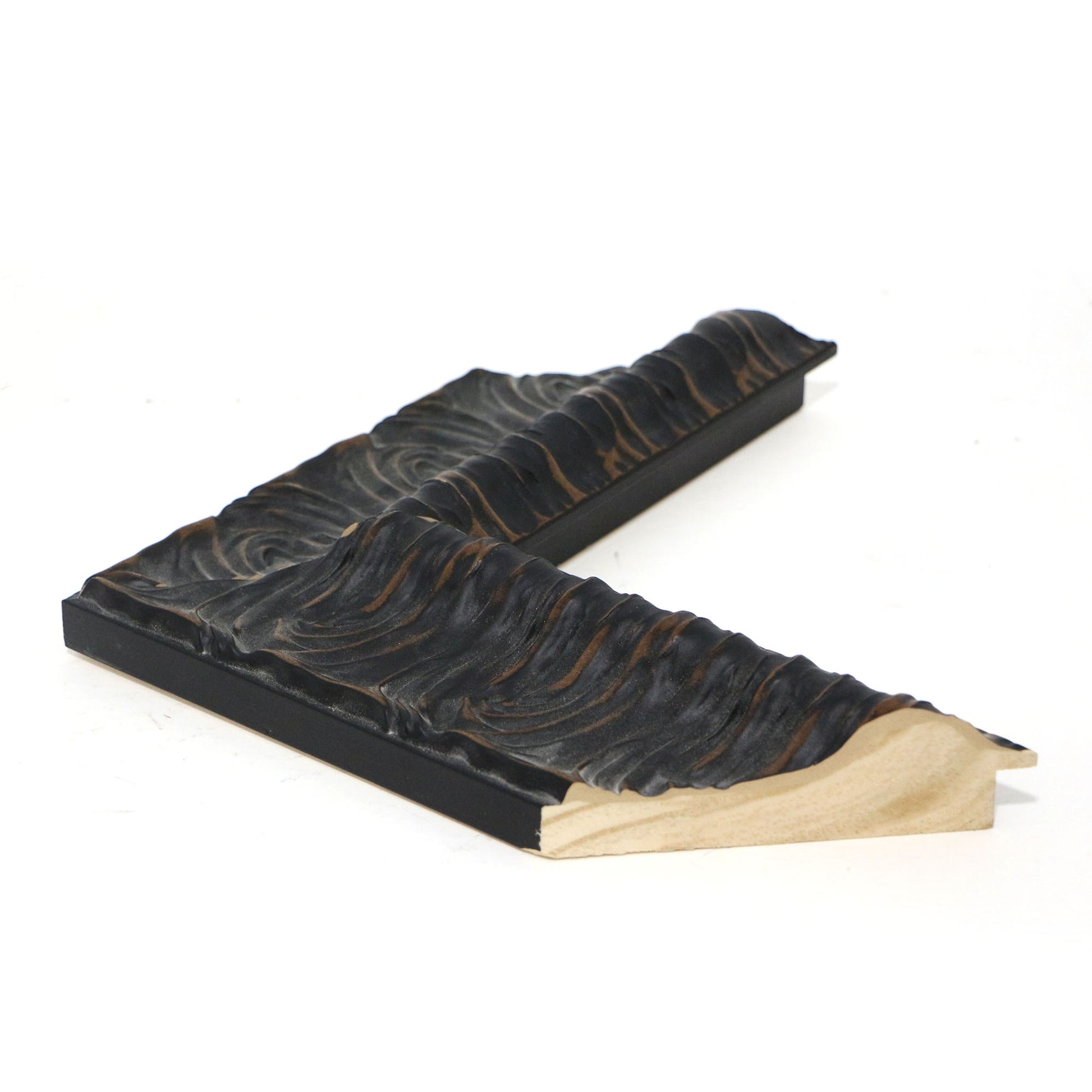 Moldura de Madera con Relieve Artístico Negro 001040-
