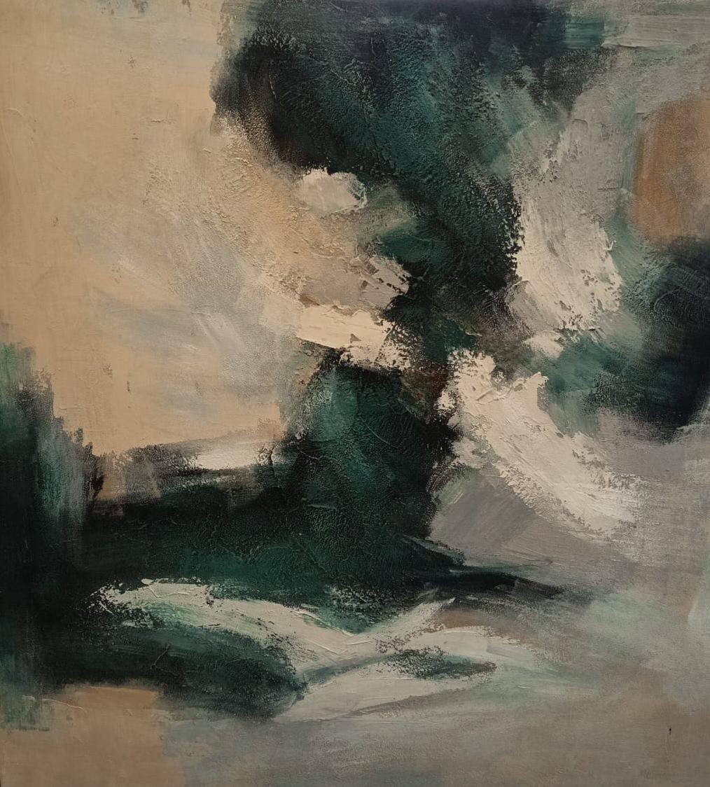 Pintura Abstracta Verdes Organicos