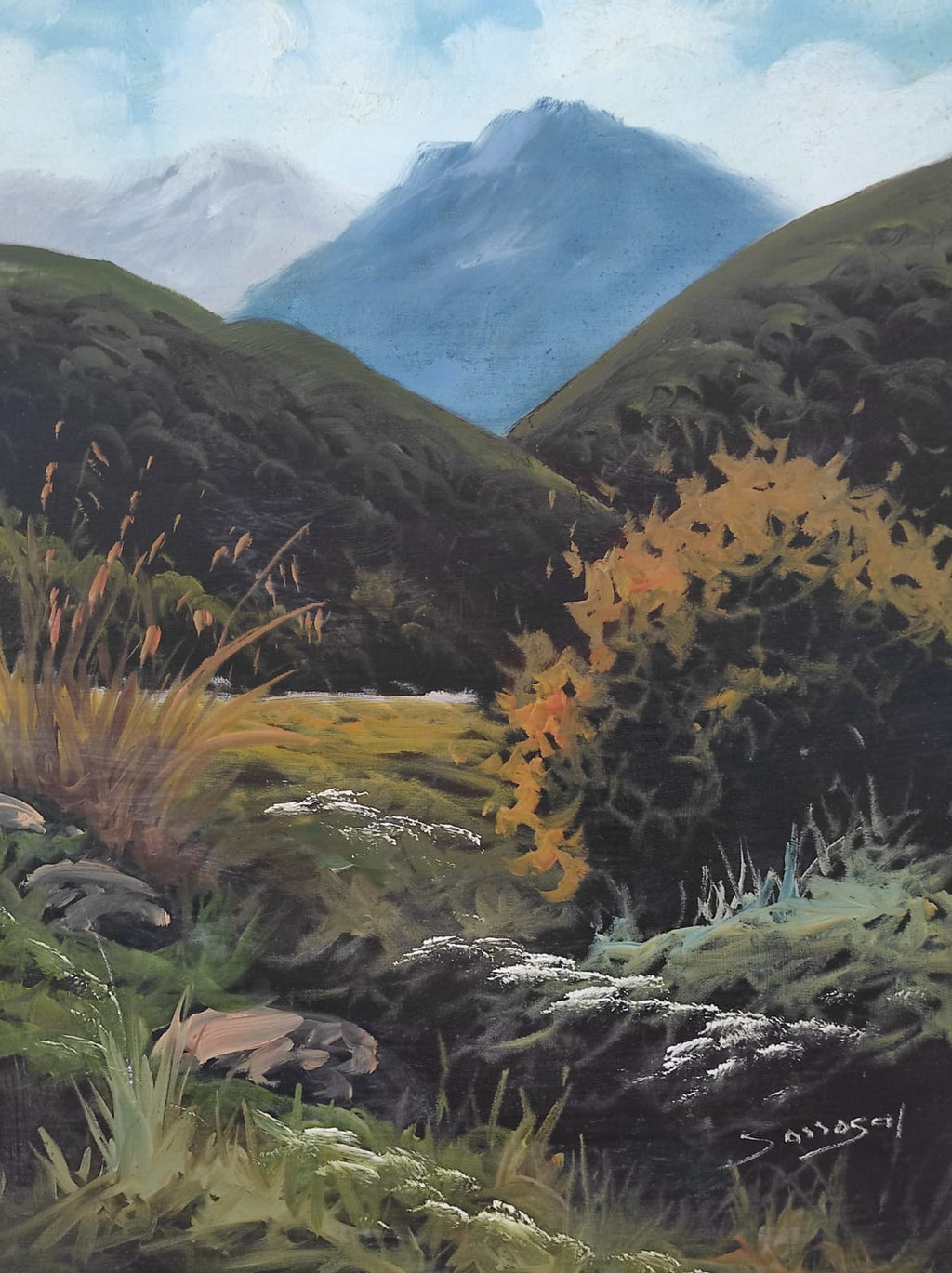 Pareja de Pinturas al Óleo con Marco de Madera