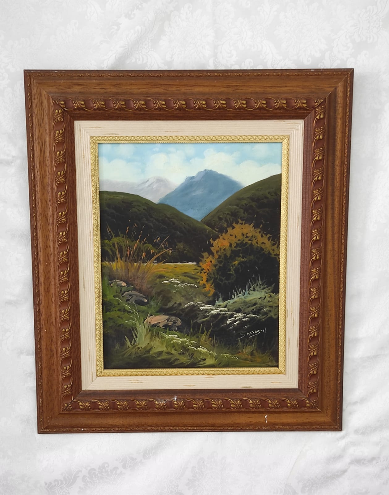 Pareja de Pinturas al Óleo con Marco de Madera