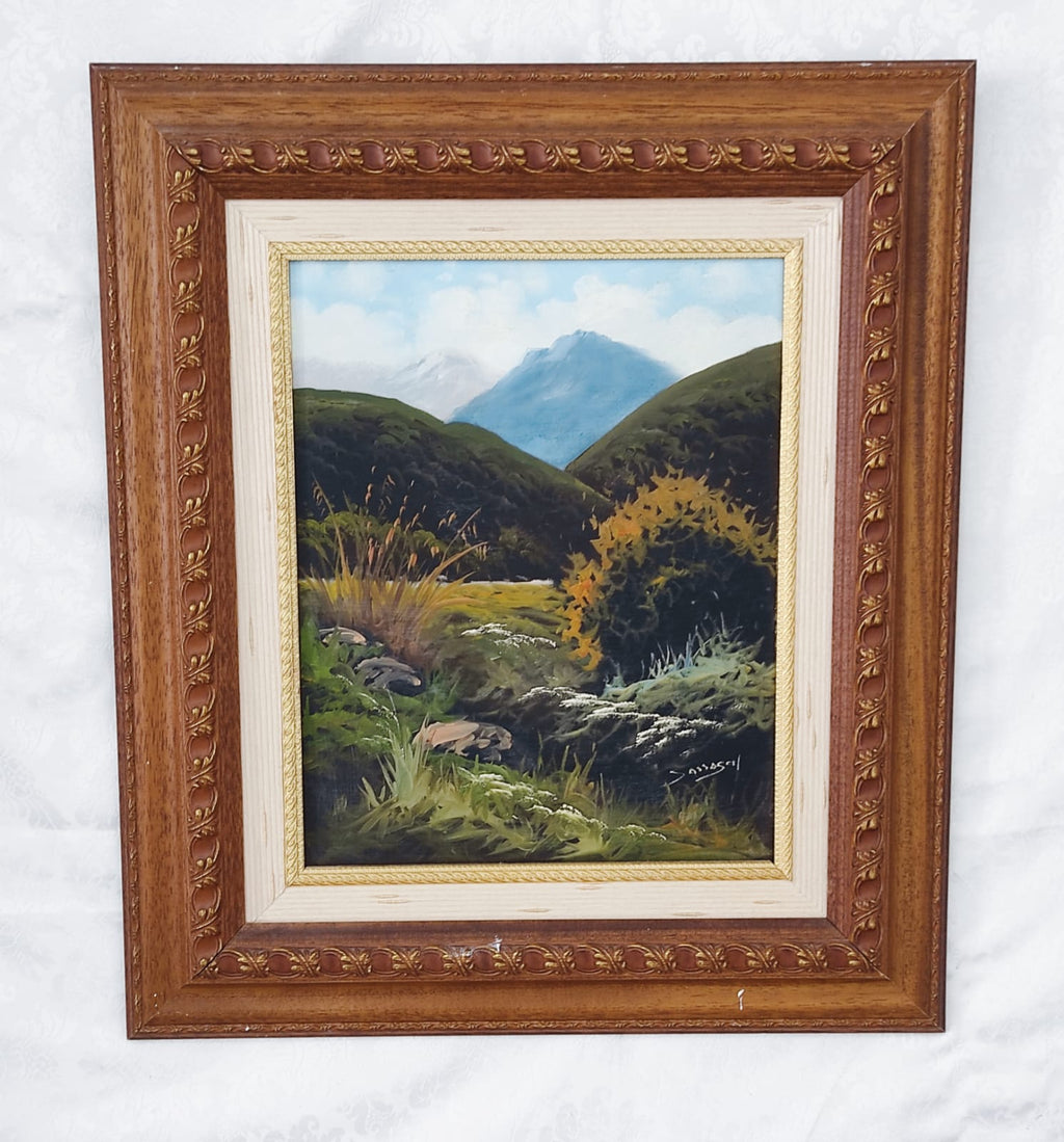 Pareja de Pinturas al Óleo con Marco de Madera