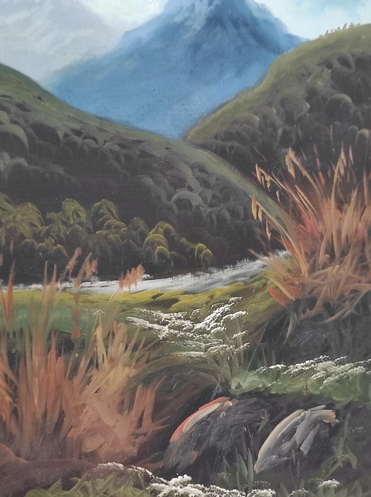 Pareja de Pinturas al Óleo con Marco de Madera