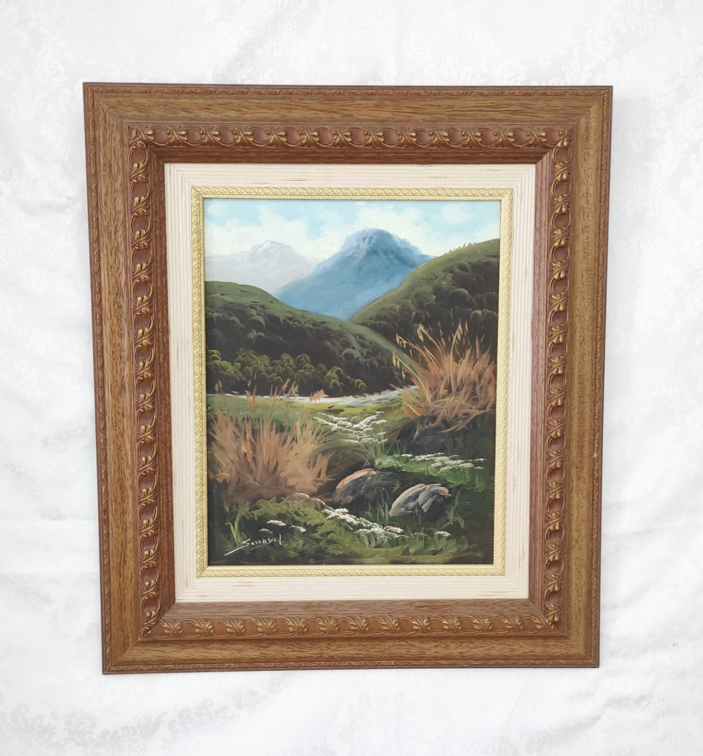 Pareja de Pinturas al Óleo con Marco de Madera