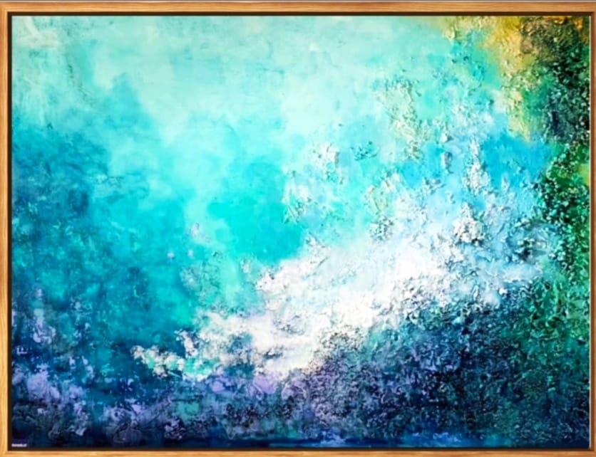 Pintura abstracta , marino en tonos azules Altea.