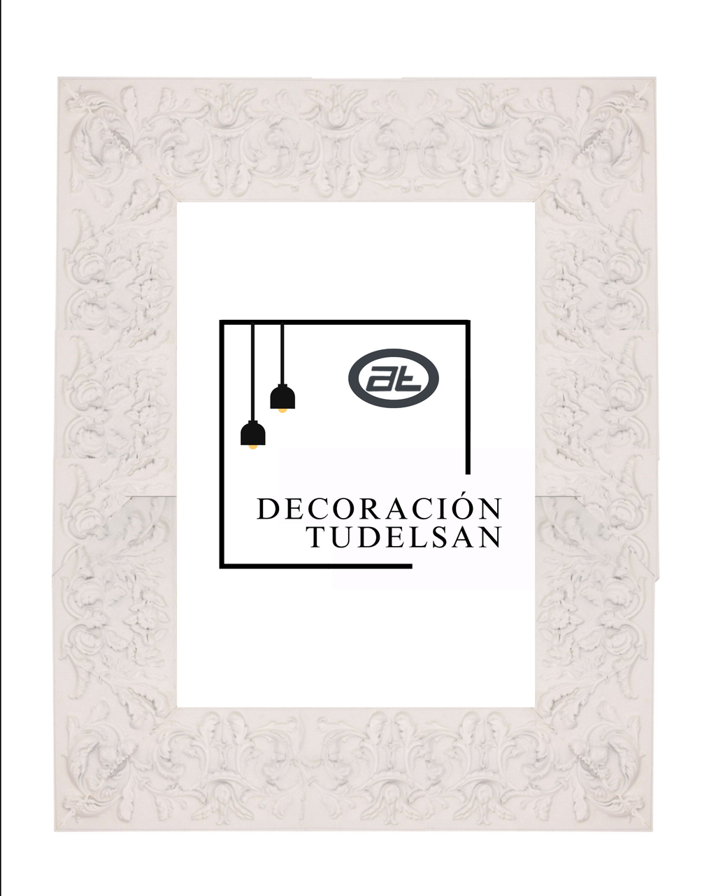 Marco Blanco con Hojas Blancas 00513G2/2585 – Pureza Decorativa con Relieve Sutil