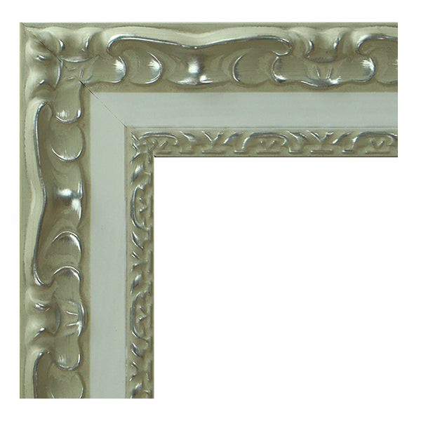 Moldura Clásica Blanco y Plata – Ref. 268 BLANCO