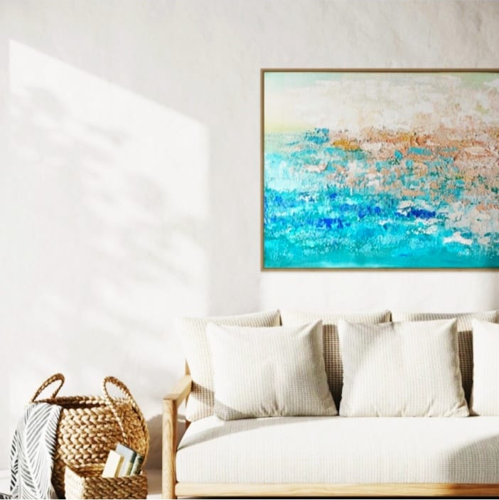 Pintura abstracta paisaje marino Menorca
