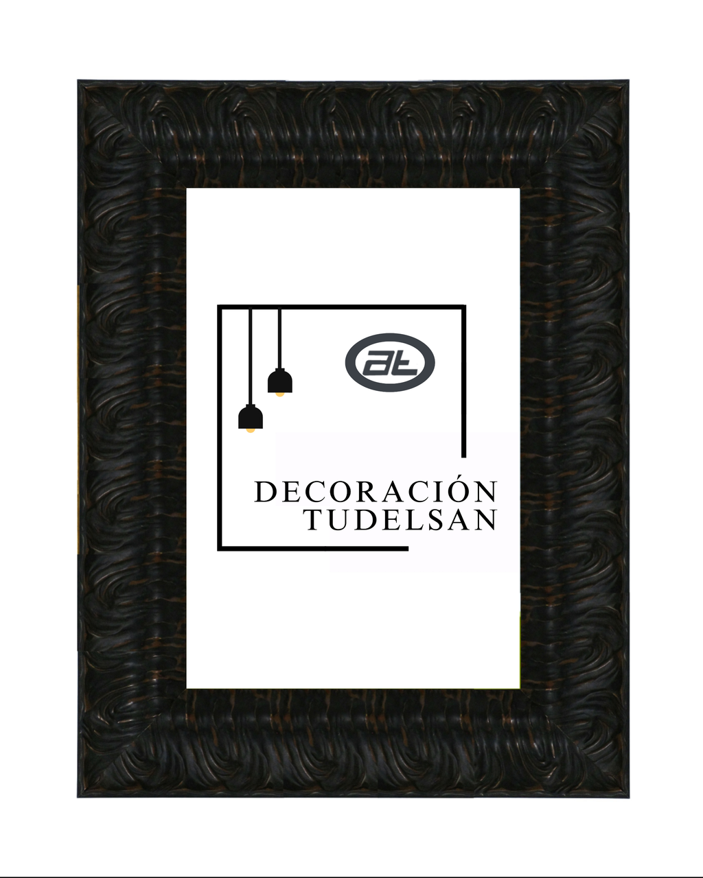 Moldura de Madera con Relieve Artístico Negro 001040-