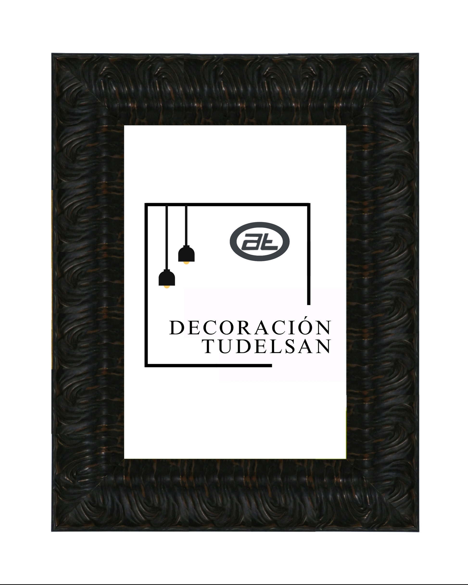 Moldura de Madera con Relieve Artístico Negro 001040-