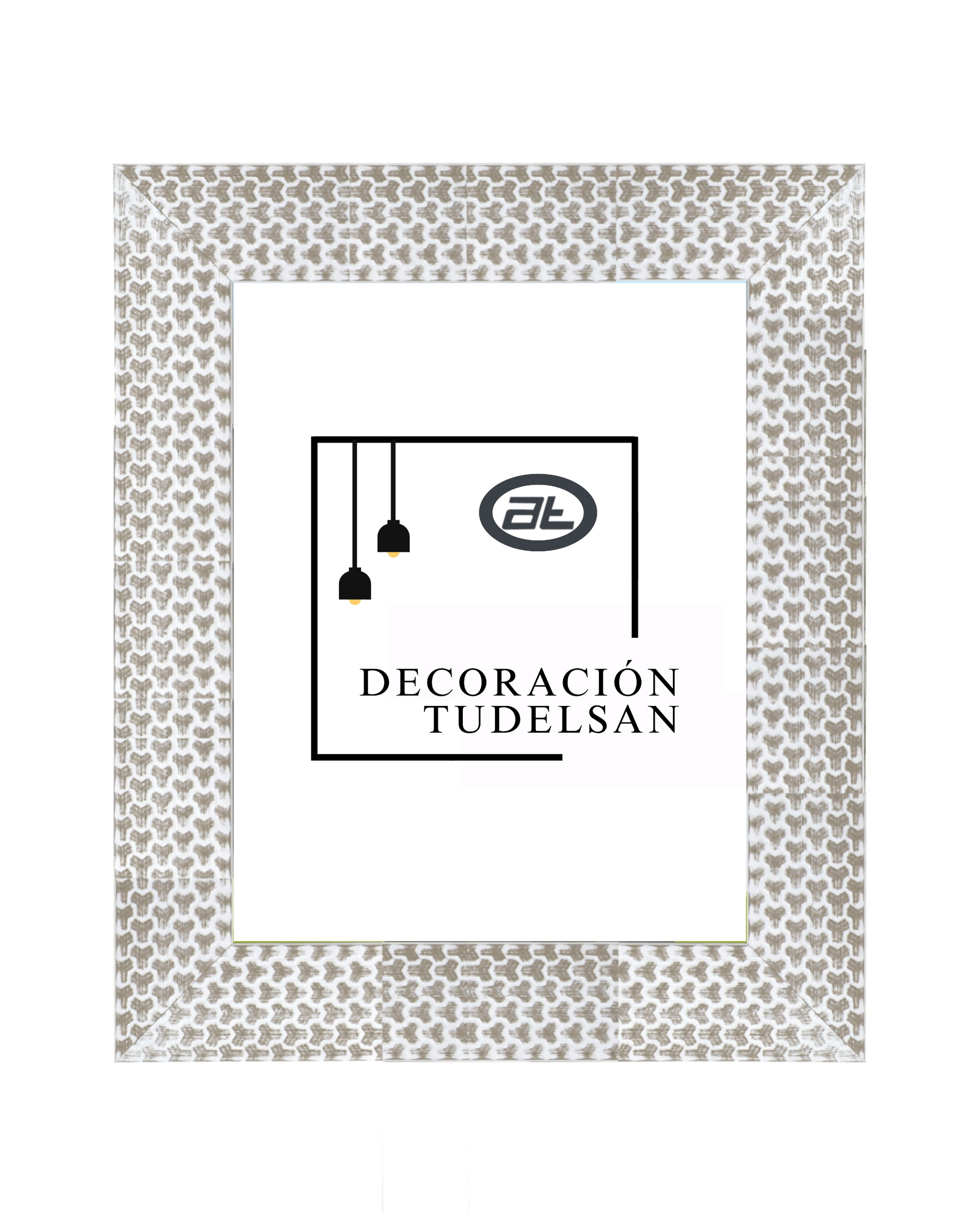 Marco de Madera con Diseño Geométrico Blanco 00108 –