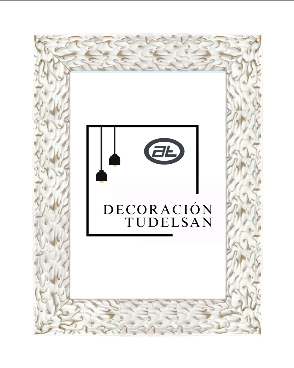 Moldura de Madera con Relieve Artístico 001038 Blanco-