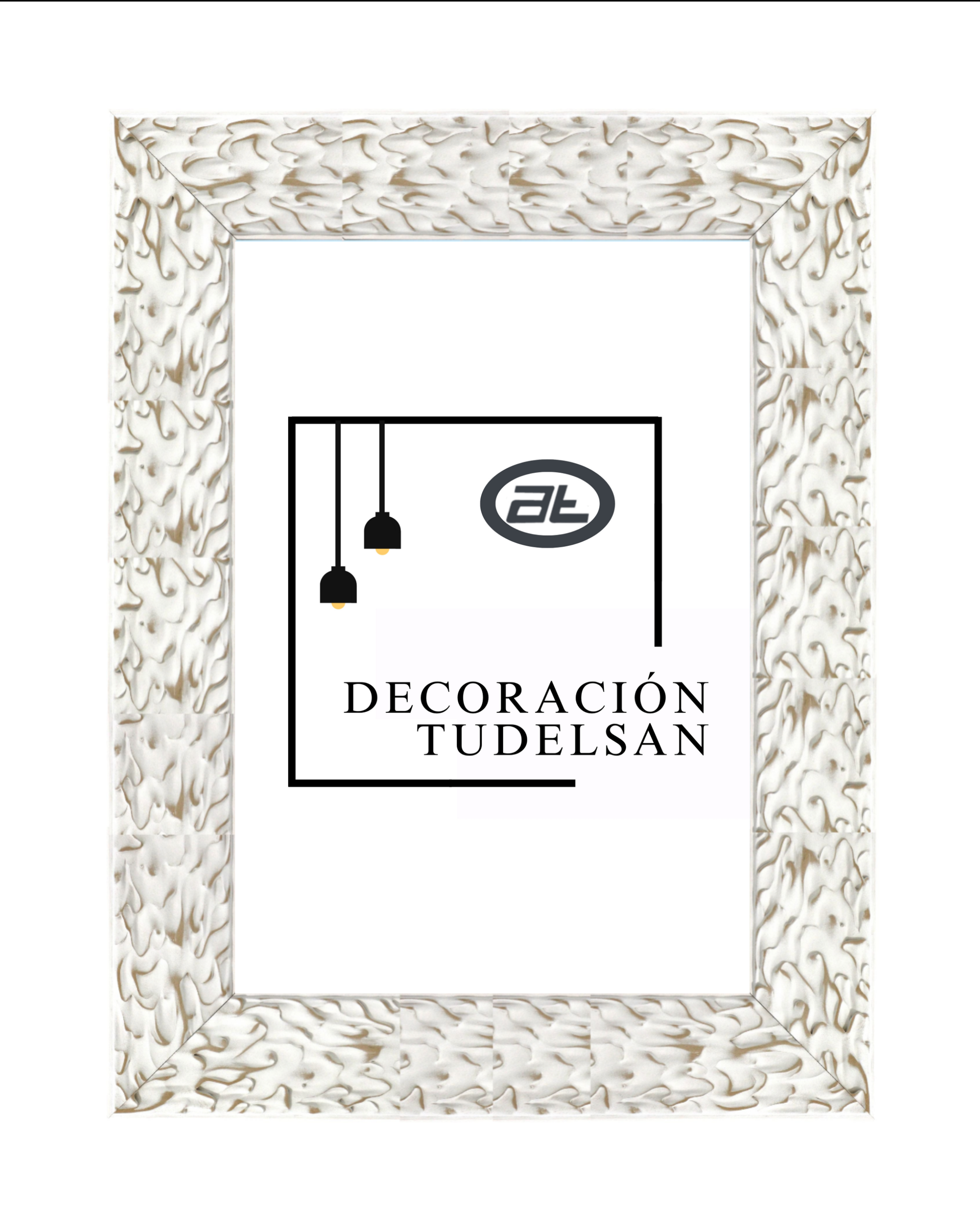 Moldura de Madera con Relieve Artístico 001038 Blanco-